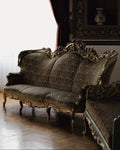 Edition: 04 - Louis XV Gilded Curved Damask Sofa